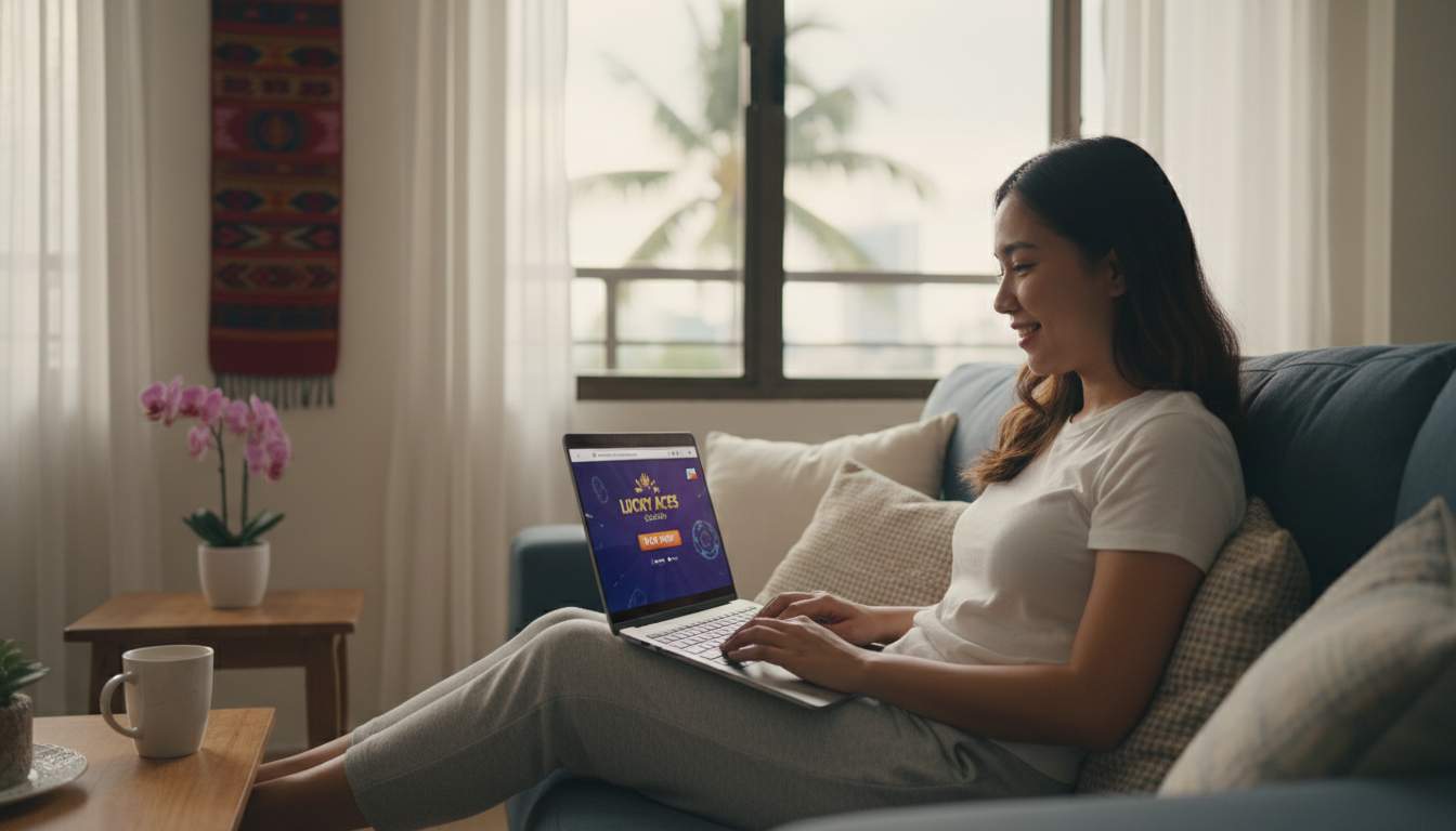 A woman logging into her account